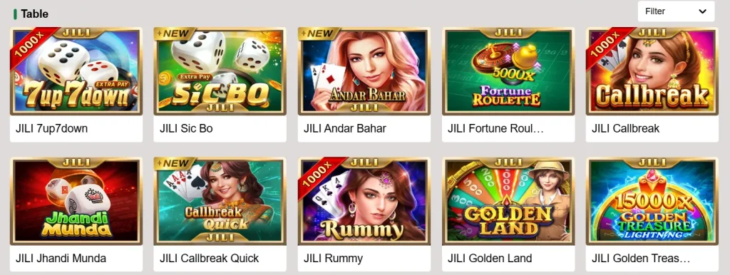 Table Games - for fans of timeless classics